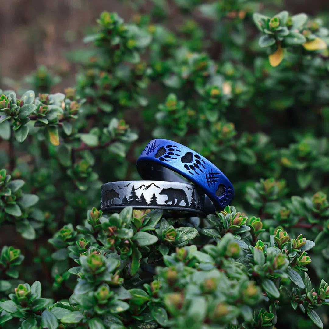 Bear Claw Silicone Ring - Engraved Dual Layer