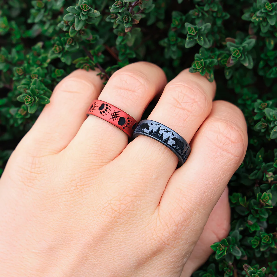 Bear Claw Silicone Ring - Engraved Dual Layer