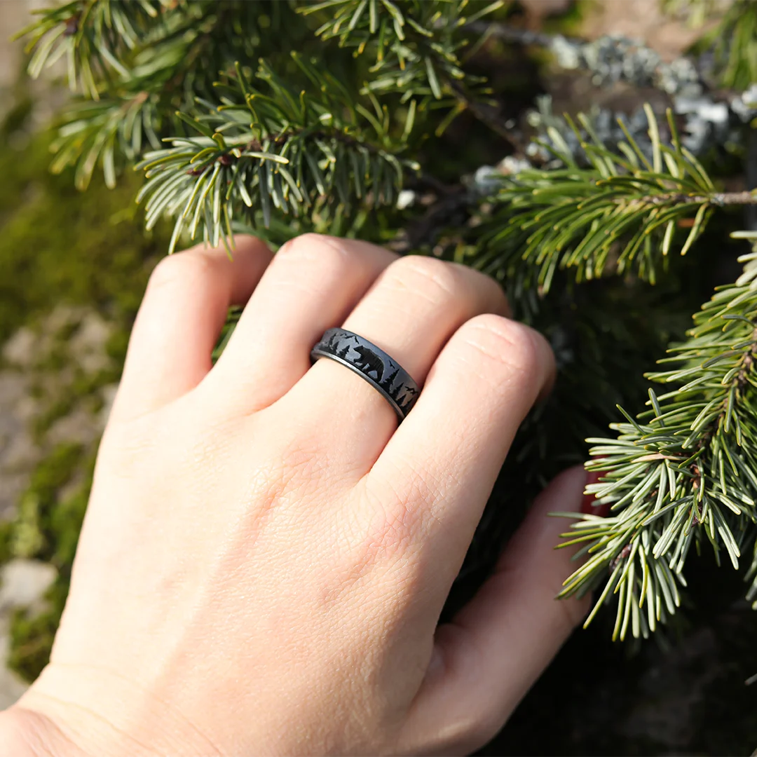 Bear Silicone Ring - Engraved Dual Layer