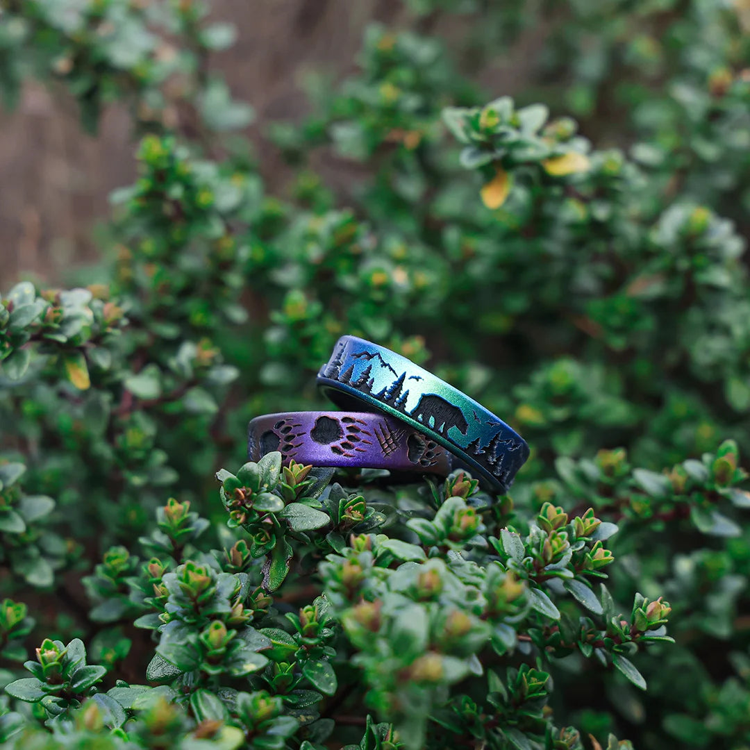 Bear Claw Silicone Ring - Engraved Dual Layer