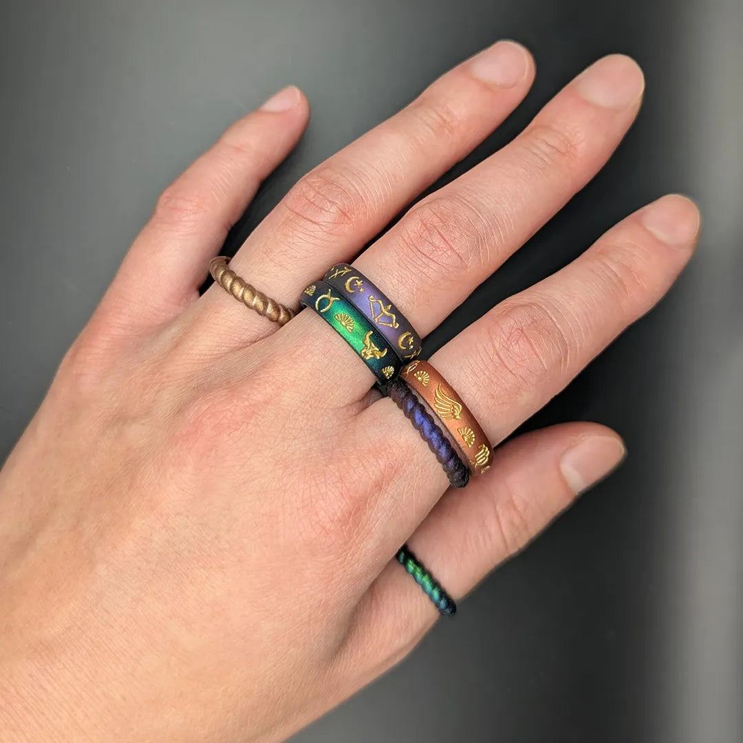 Scorpio Moon Silicone Ring with Gold Inlay