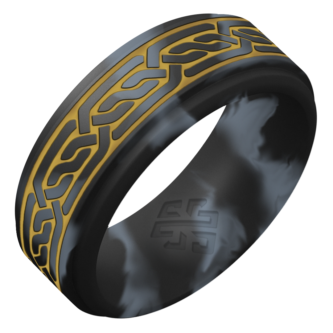 Gold Celtic Knot Silicone Ring on Rise 8mm