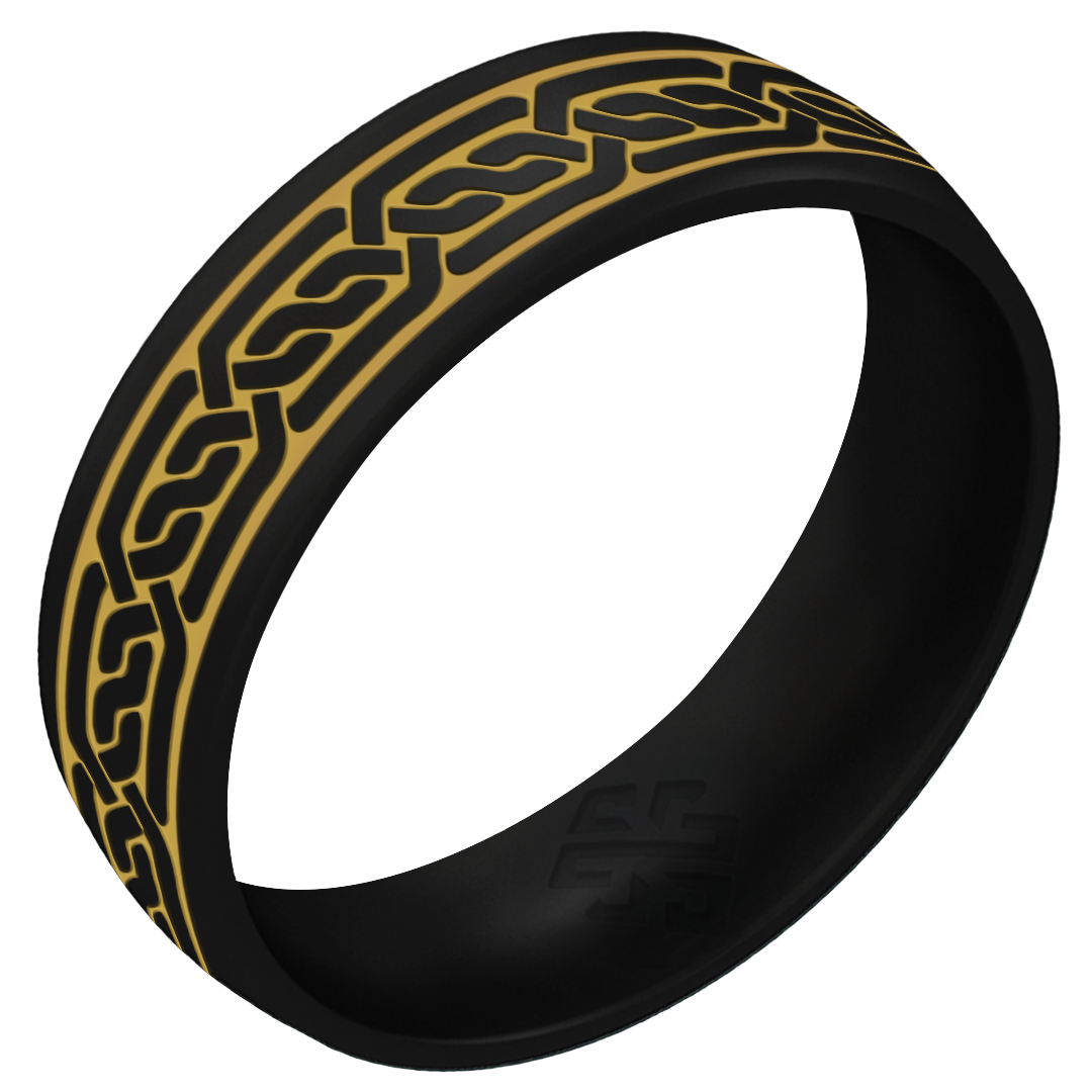 Gold Celtic Silicone Ring on Arc 6mm