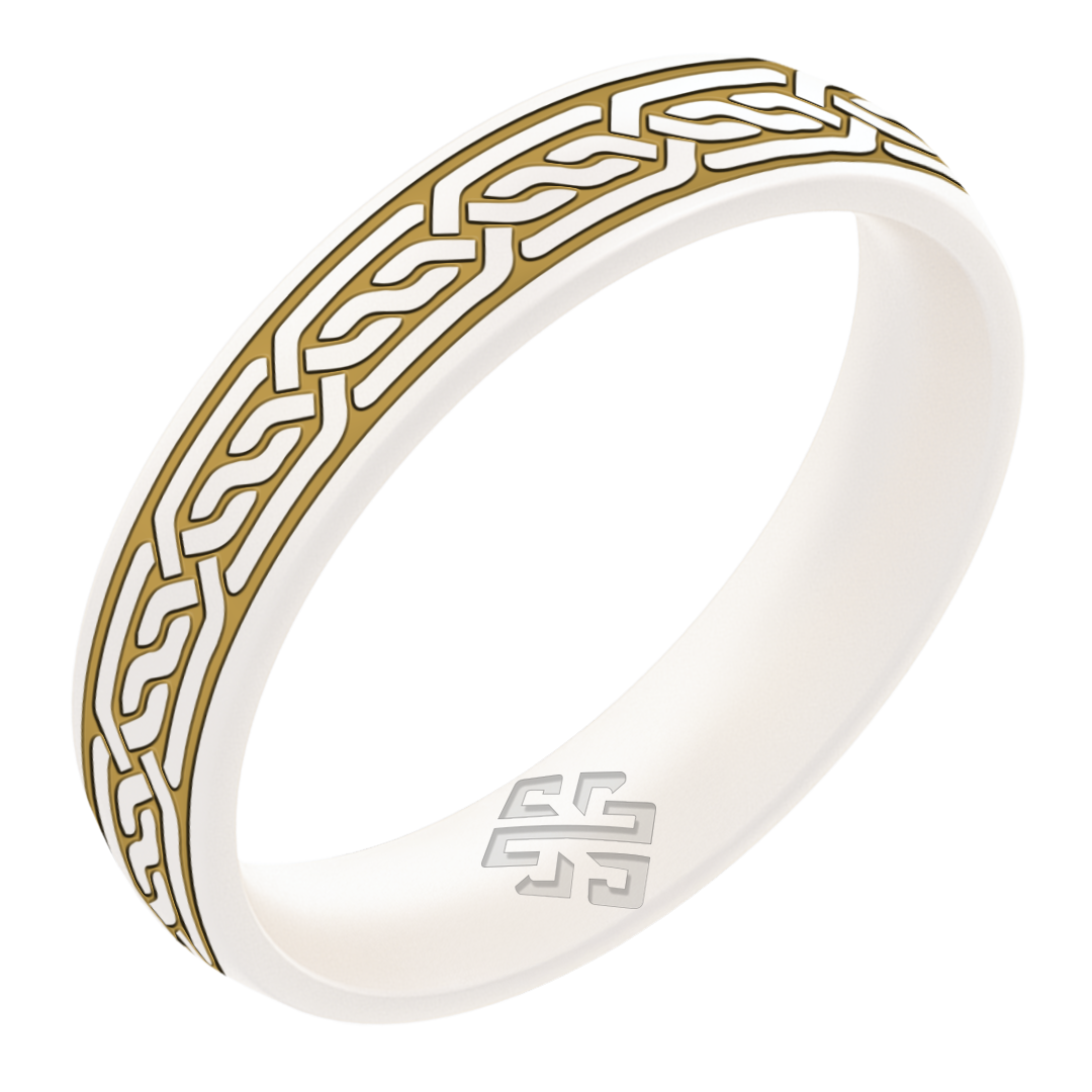 Gold Celtic Silicone Ring on Arc 4mm
