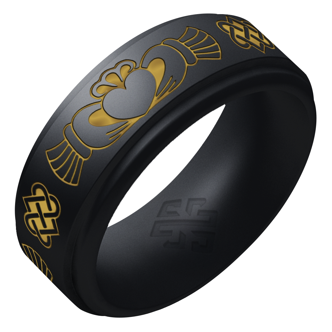 Gold Claddagh Silicone Ring on Rise 8mm