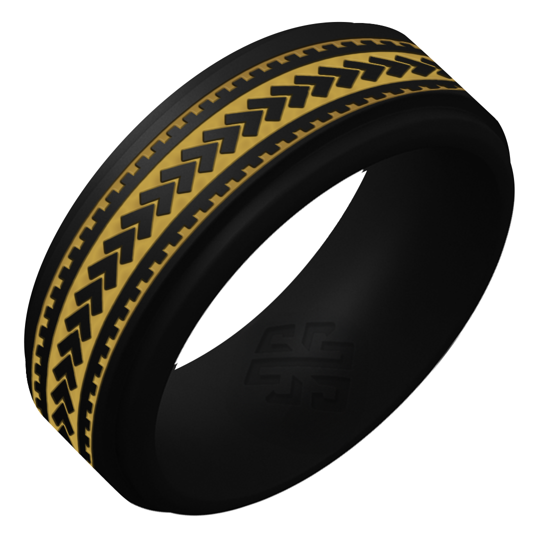Gold Warrior of Courage Spearheads Silicone Ring on Rise 8mm