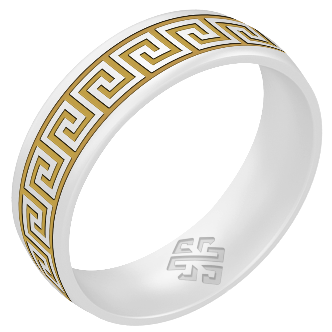 Gold Greek Key Silicone Ring on Arc 6mm