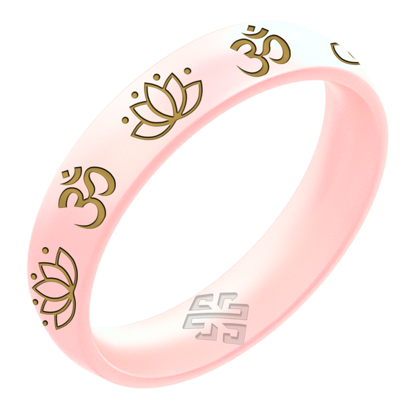 Gold Lotus Om Silicone Ring on Arc 4mm