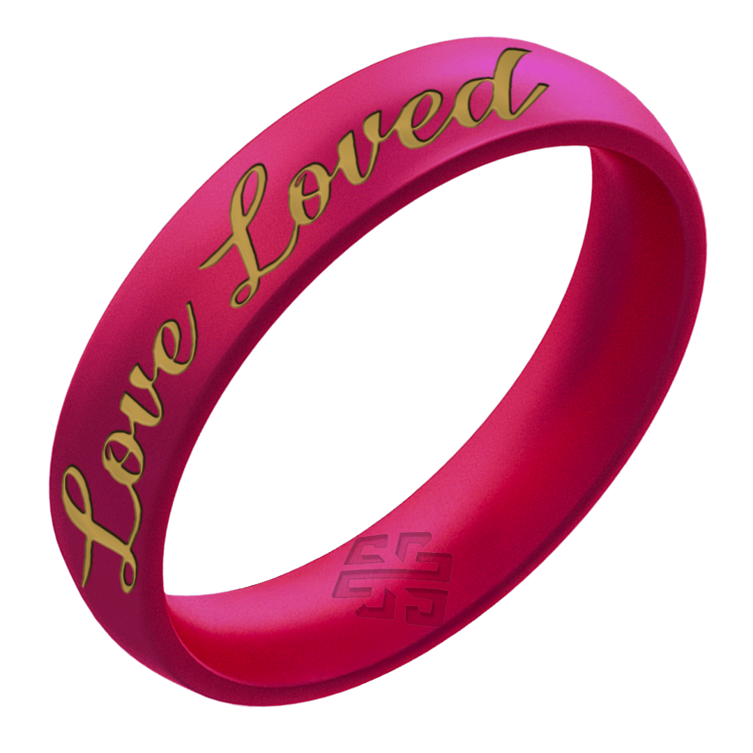 Gold You're Loved Silicone Ring on Arc 4mm