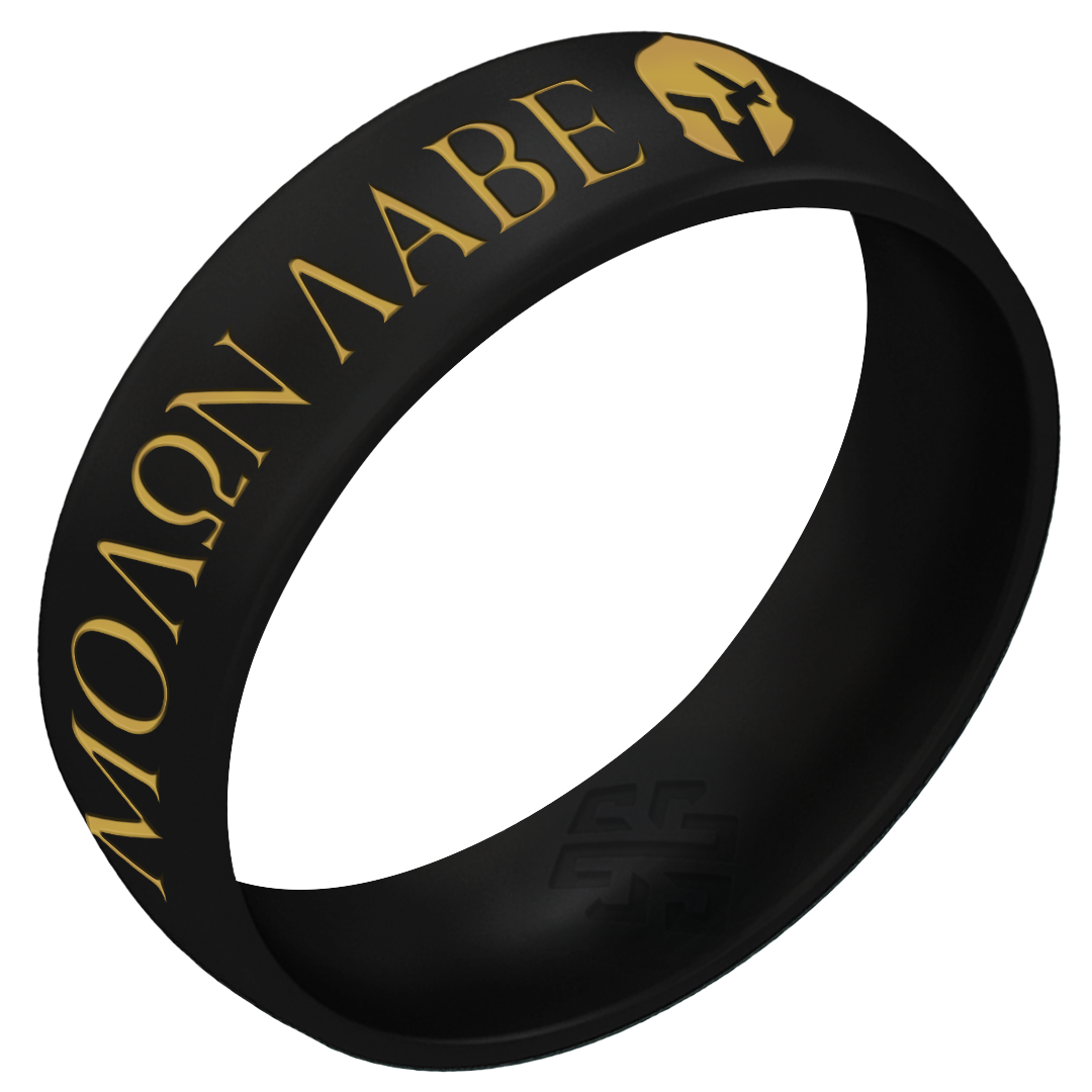 Gold Molon Labe Warrior Silicone Ring on Arc 6mm