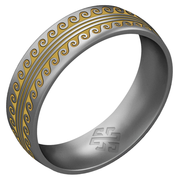 Gold Warrior of Serenity Big Waves Silicone Ring on Arc 6mm