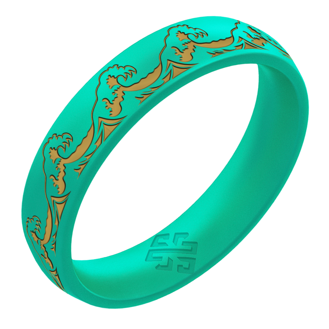 Gold Waves Silicone Ring on Arc 4mm