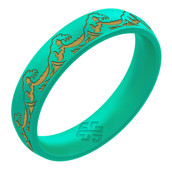Gold Waves Silicone Ring on Arc 4mm