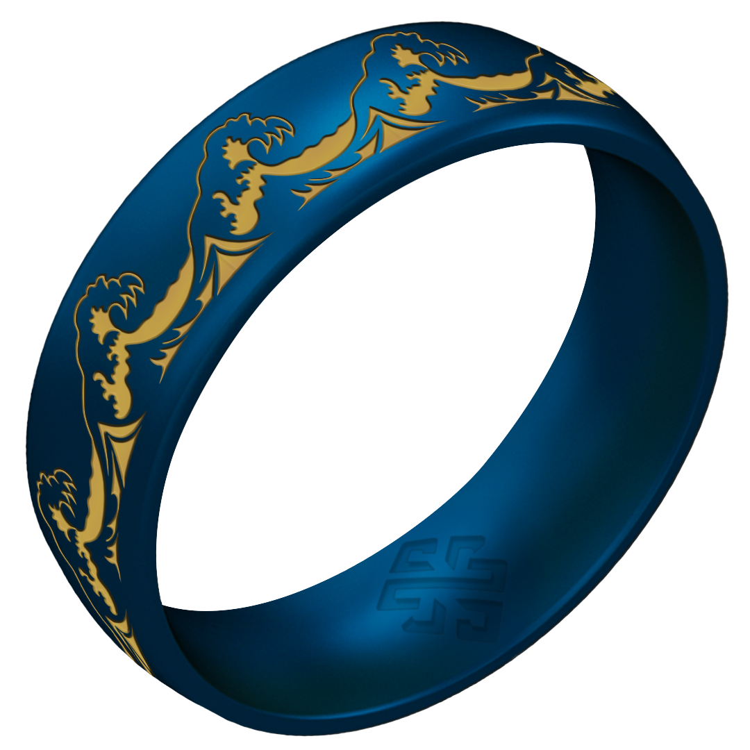 Gold Waves Silicone Ring on Arc 6mm