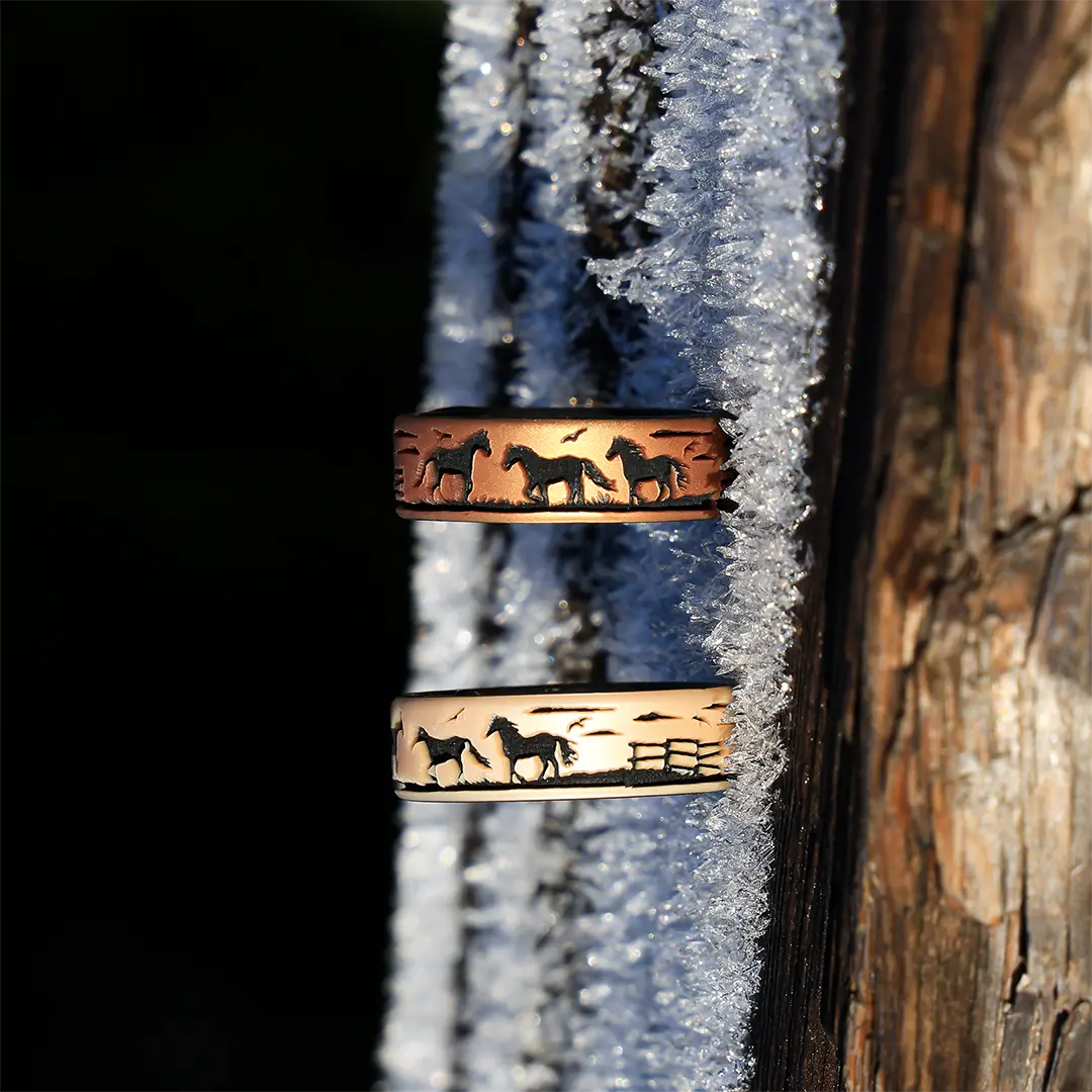 Grazing Horses Silicone Ring Dual Layer 6mm