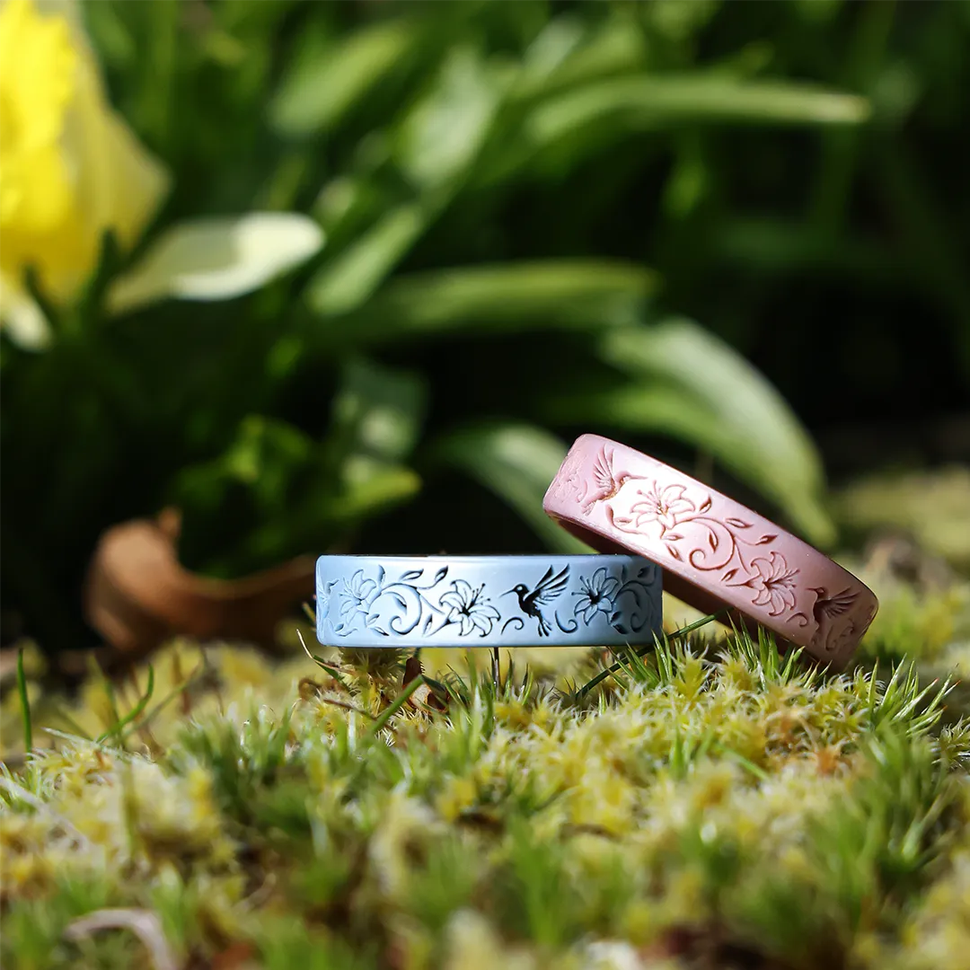 Hummingbirds Silicone Ring on Dual Layer 6mm