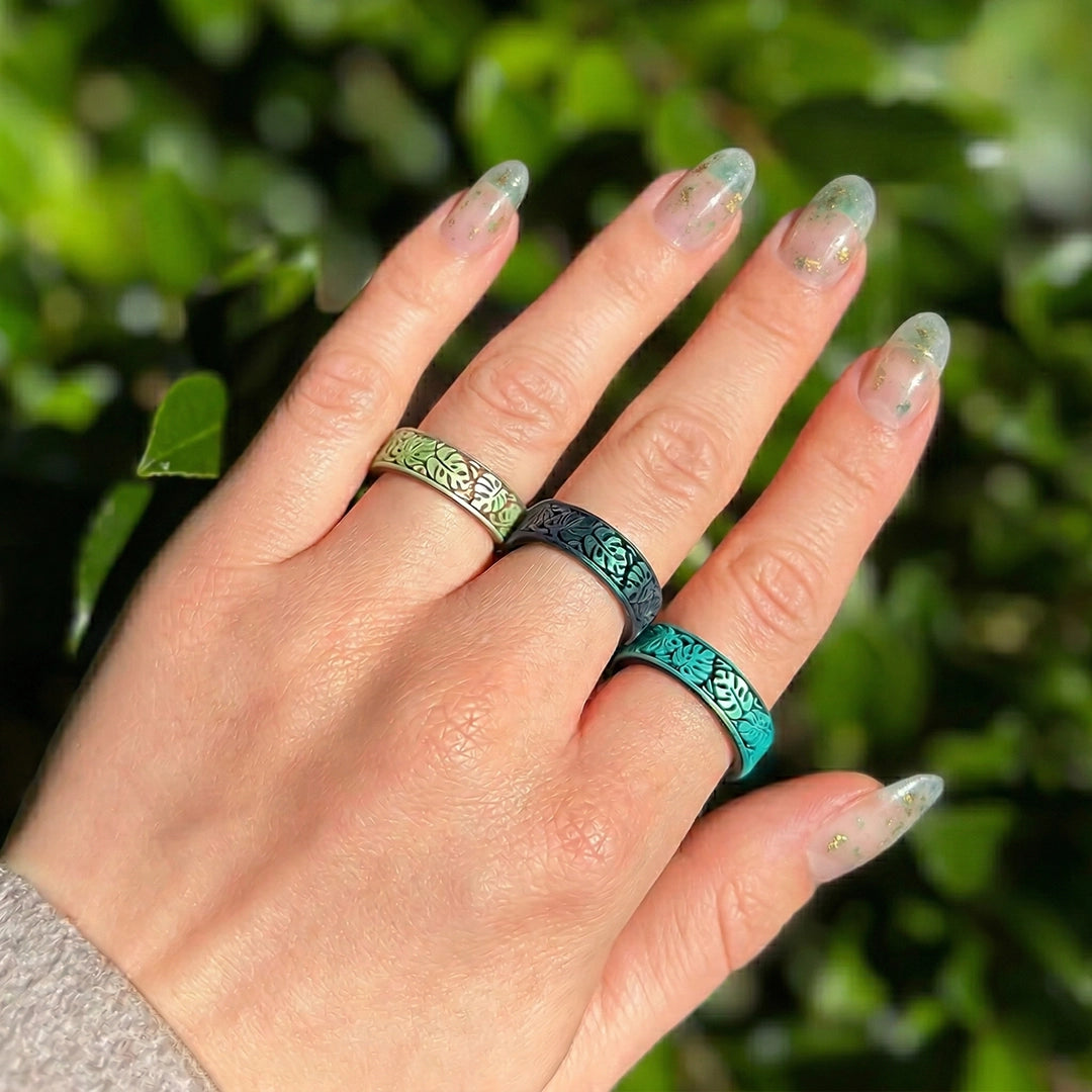 Monstera Silicone Ring on Dual Layer 6mm