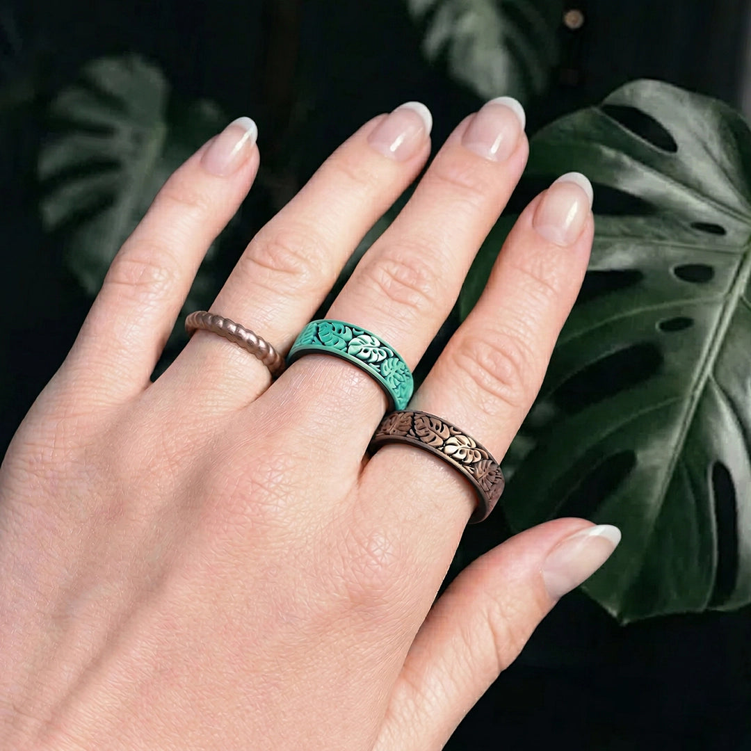 Monstera Silicone Ring on Dual Layer 6mm