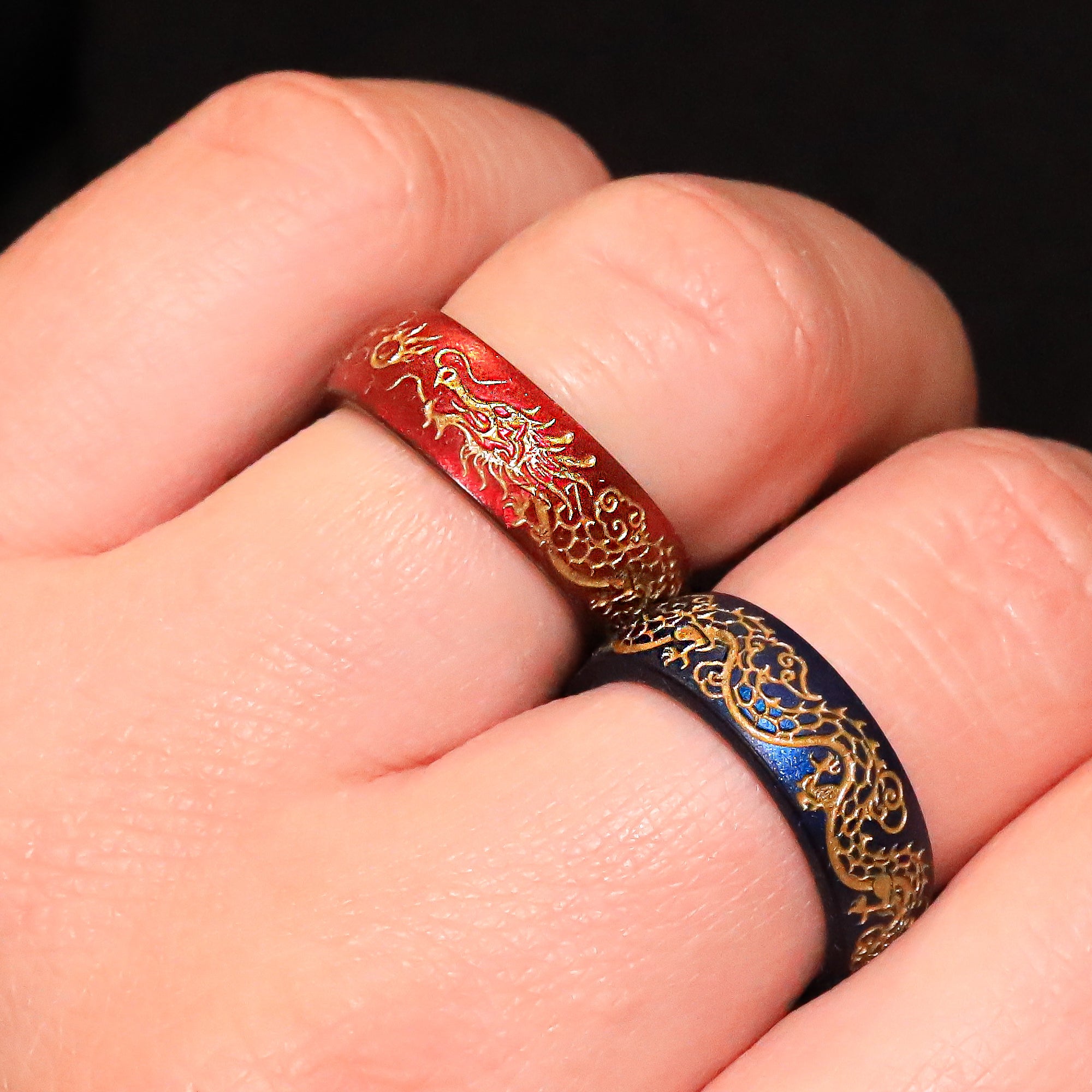 Gold Dragon Silicone Ring, Engraved 6mm