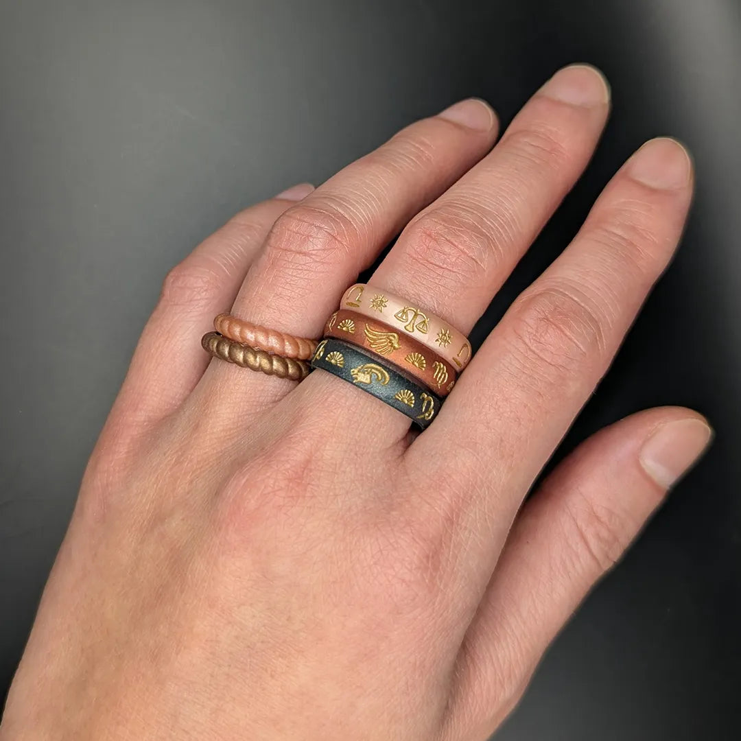 Libra Moon Silicone Ring with Gold Inlay