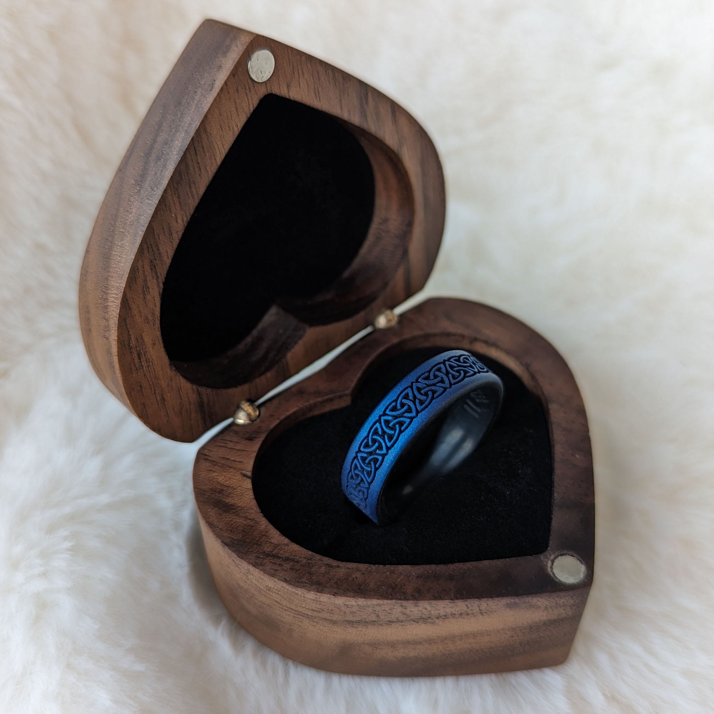 Walnut Wood Heart-Shaped Ring Box - Valentine's Day Gift Special - Limited Edition