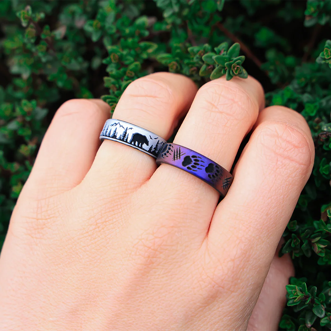Bear Claw Silicone Ring - Engraved Dual Layer