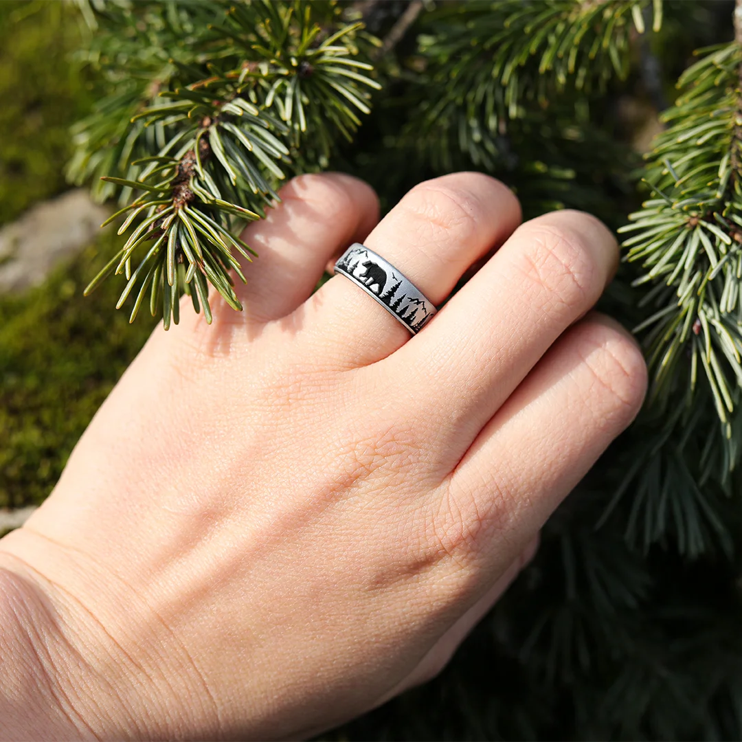 Bear Silicone Ring - Engraved Dual Layer