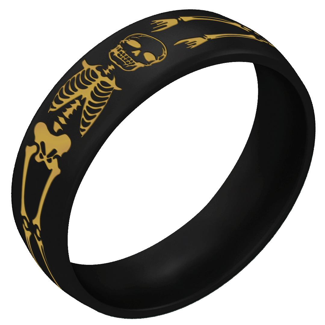 Gold Skeleton Silicone Ring on Arc 6mm