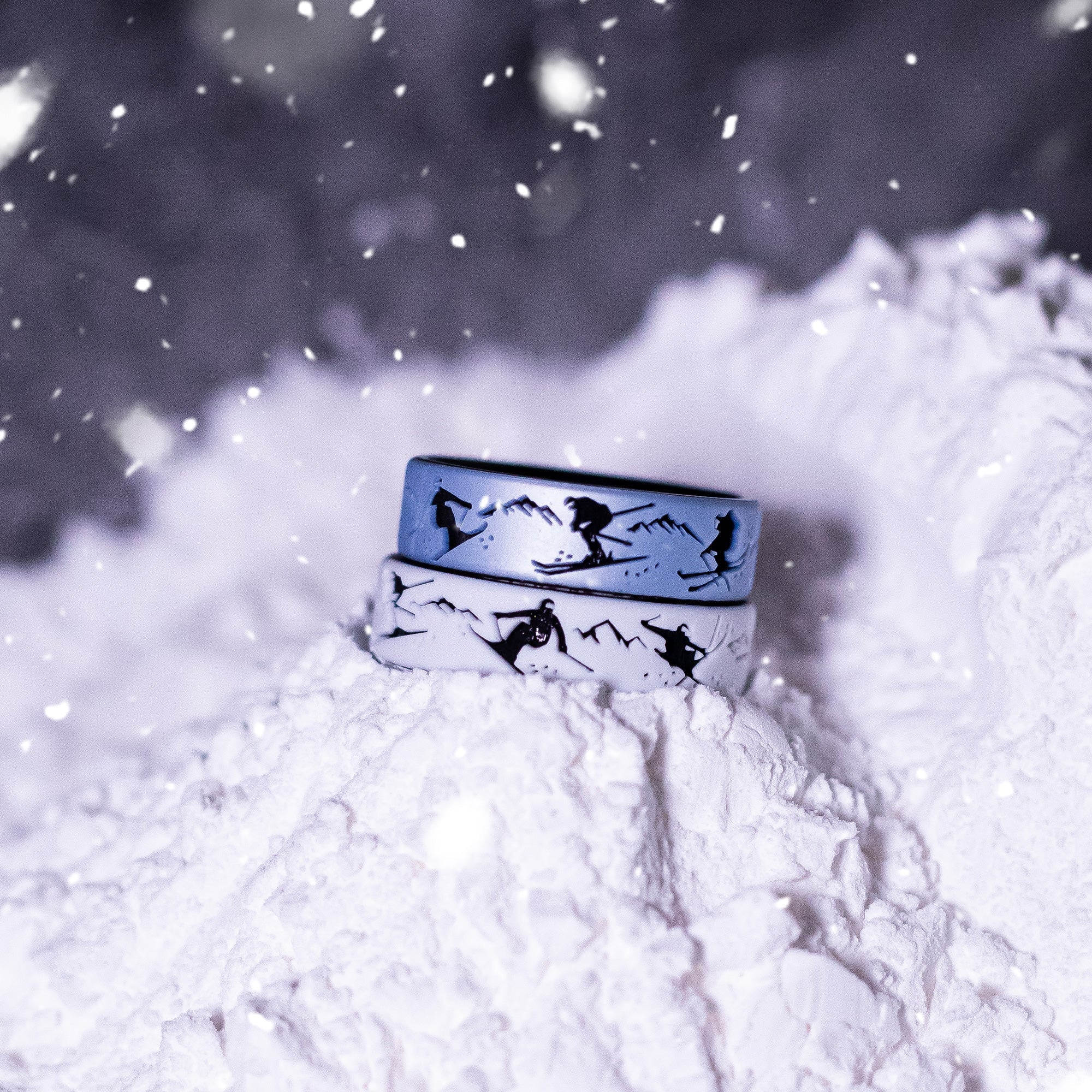 Skiers - Arctic Rush Silicone Ring - Engraved Dual Layer