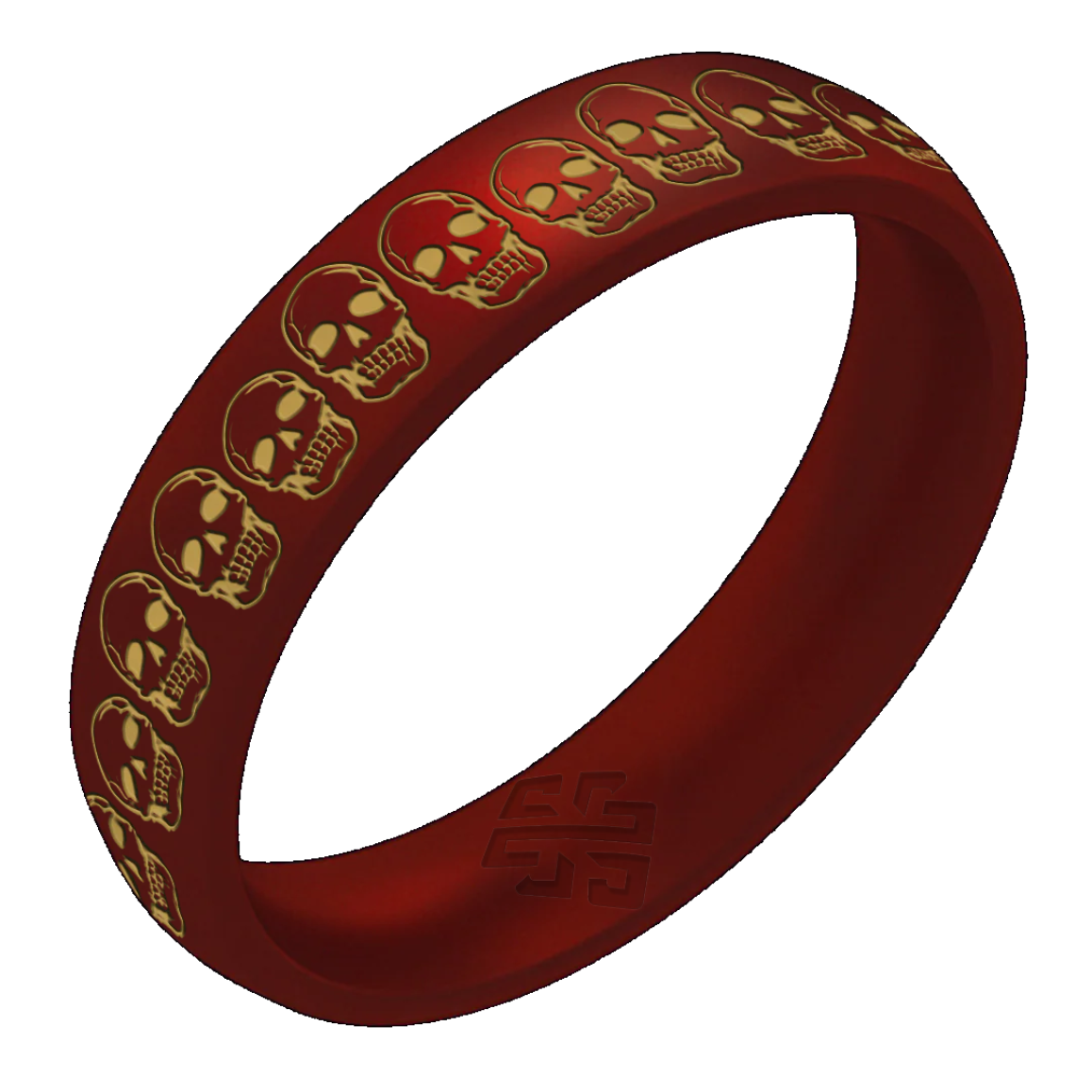 Gold Skulls Silicone Ring on Arc 4mm Band