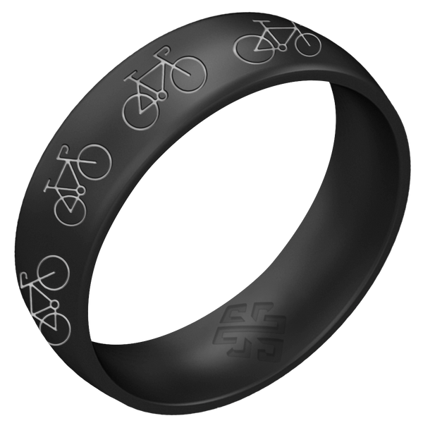 Silver Bicycle Silicone Ring on Arc 6mm