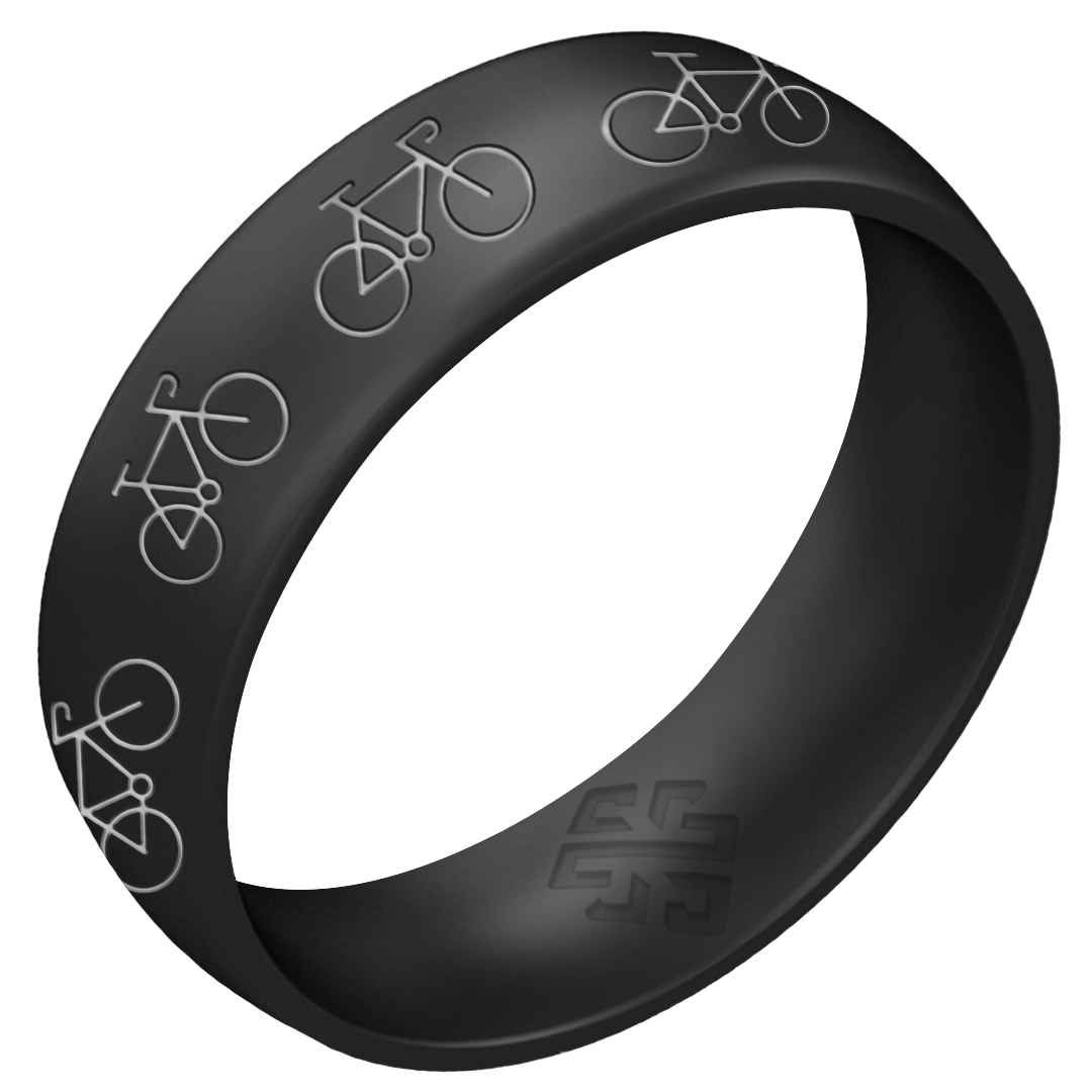 Silver Bicycle Silicone Ring on Arc 6mm