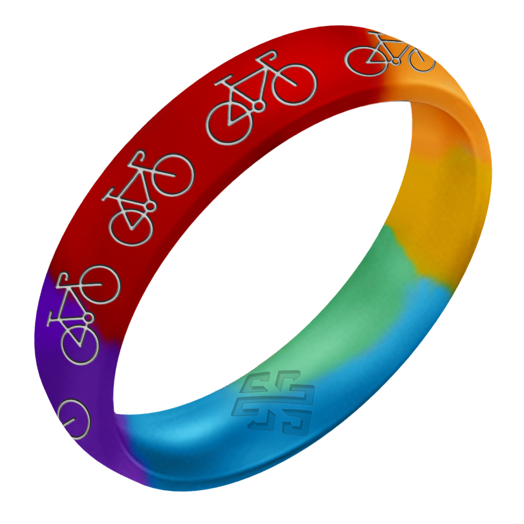 Silver Bicycle Silicone Ring on Arc 4mm