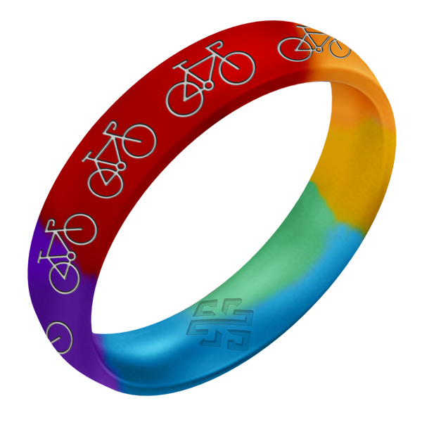 Silver Bicycle Silicone Ring on Arc 4mm