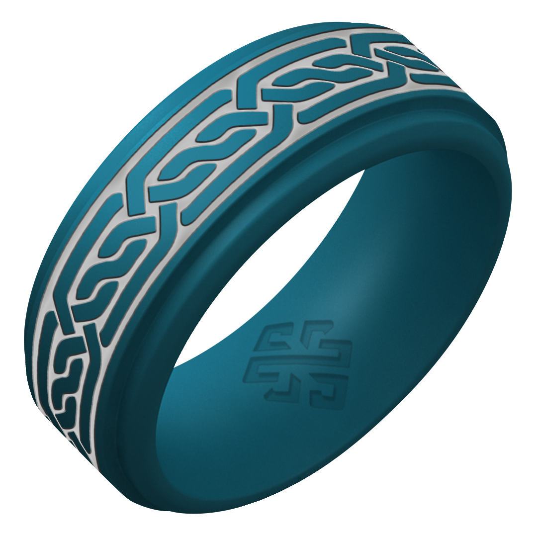 Silver Celtic Knot Silicone Ring on Rise 8mm