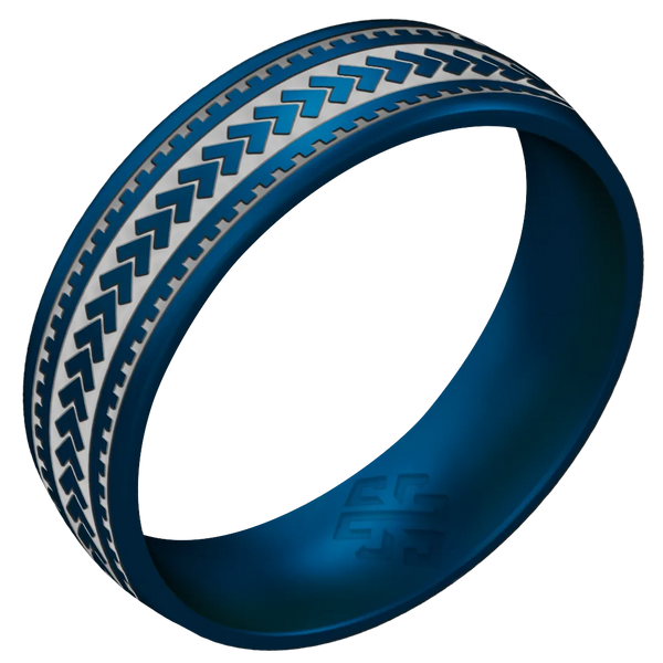 Silver Warrior of Courage Spearheads Silicone Ring on Arc 6mm