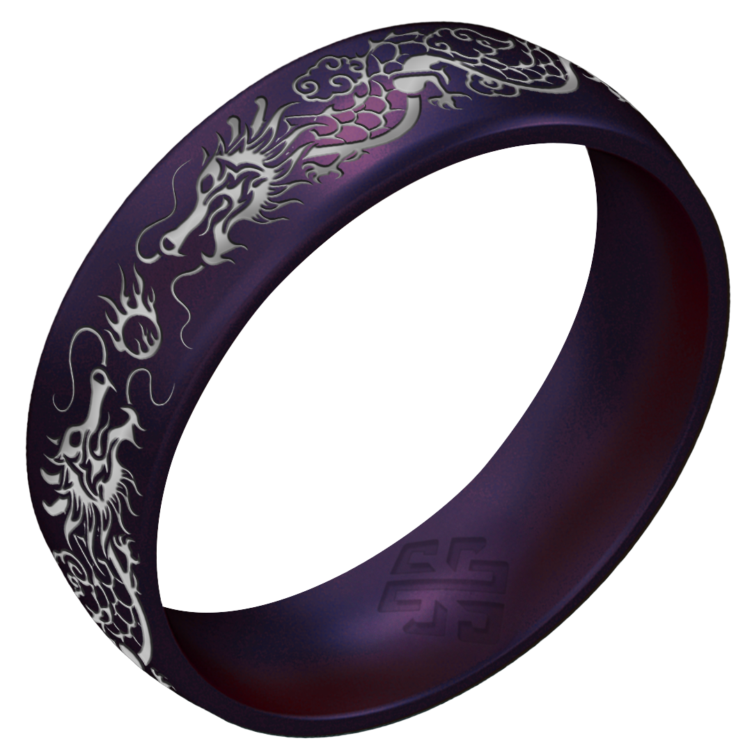 Silver Dragon Silicone Ring on Arc 6mm