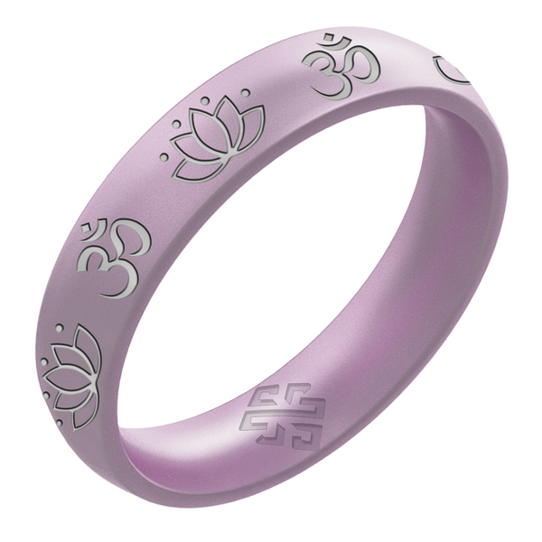 Silver Lotus Om Silicone Ring on Arc 4mm