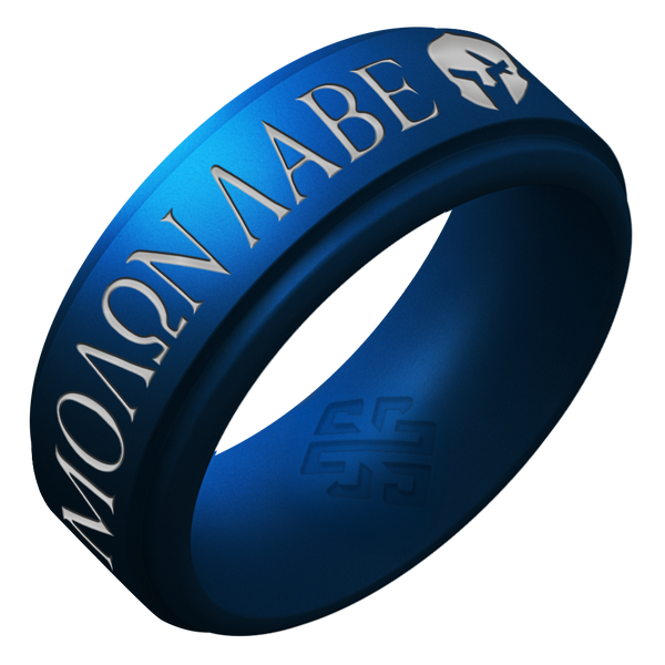 Silver Molon Labe Silicone Ring on Rise 8mm