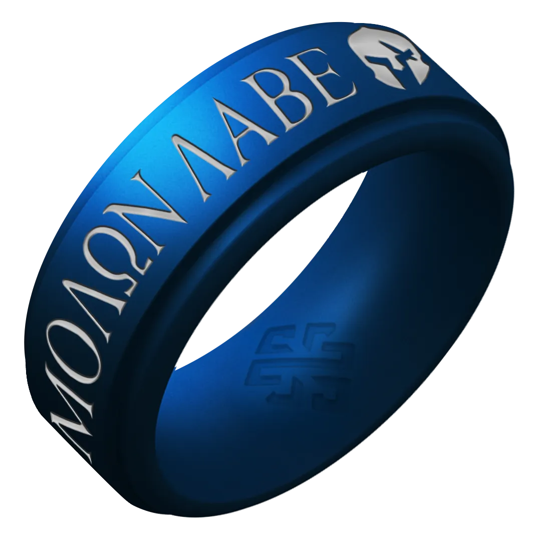 Silver Molon Labe Silicone Ring on Rise 8mm