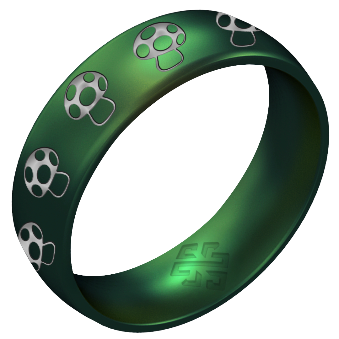 Silver Mushroom Silicone Ring on Arc 6mm