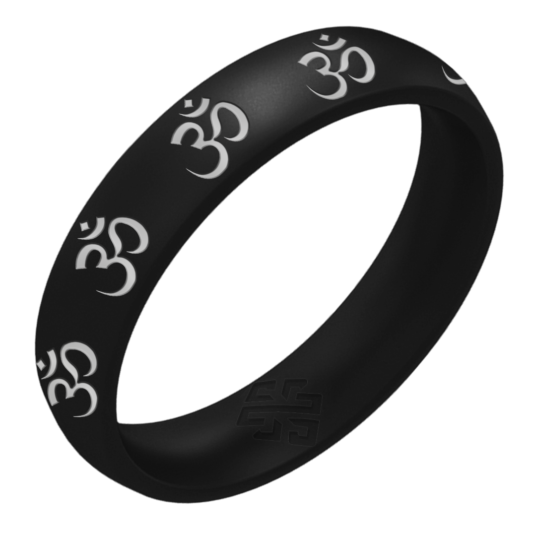 Silver Om Silicone Ring on Arc 4mm
