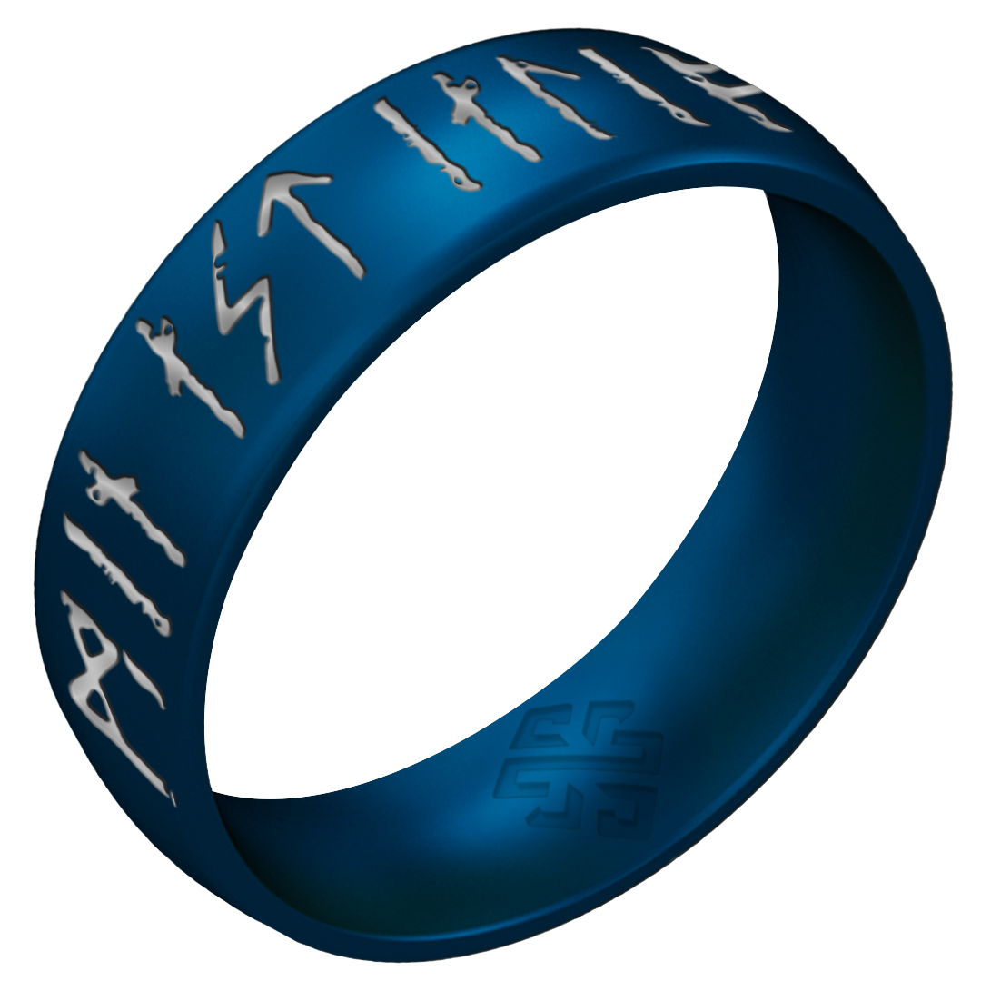 My Love Forever Viking Ring - Rune Engraved Arc 6mm with Silver Inlay