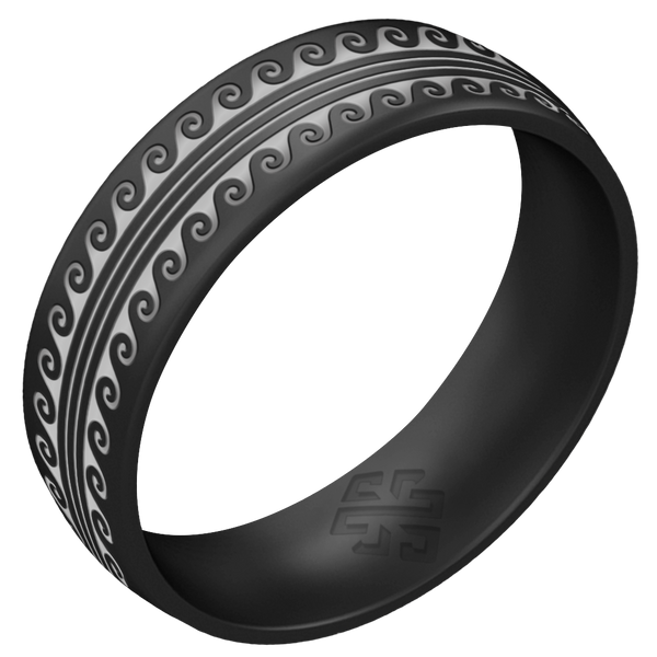 Silver Warrior of Serenity Big Waves Silicone Ring on Arc 6mm