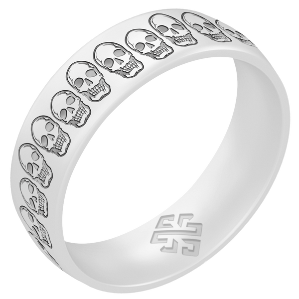Silver Skulls Silicone Ring on Arc 6mm