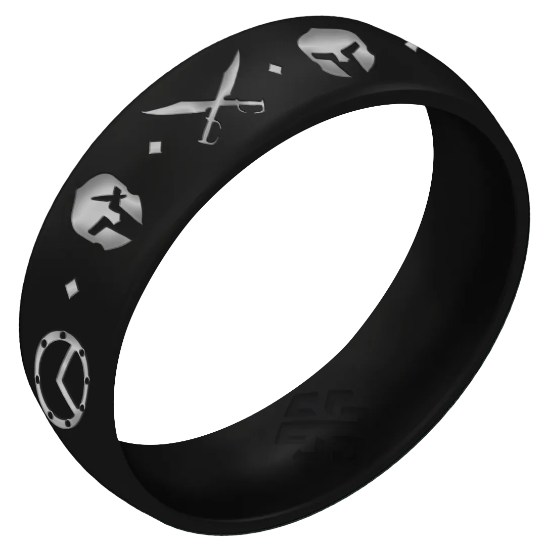 Silver Spartan Warrior Silicone Ring on Arc 6mm