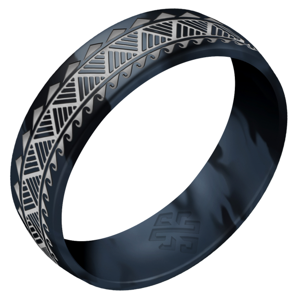 Silver Warrior of Strength Shark Teeth Silicone Ring on Arc 6mm