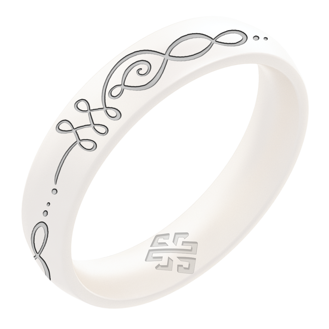 Silver Unalome Silicone Ring on Arc 4mm
