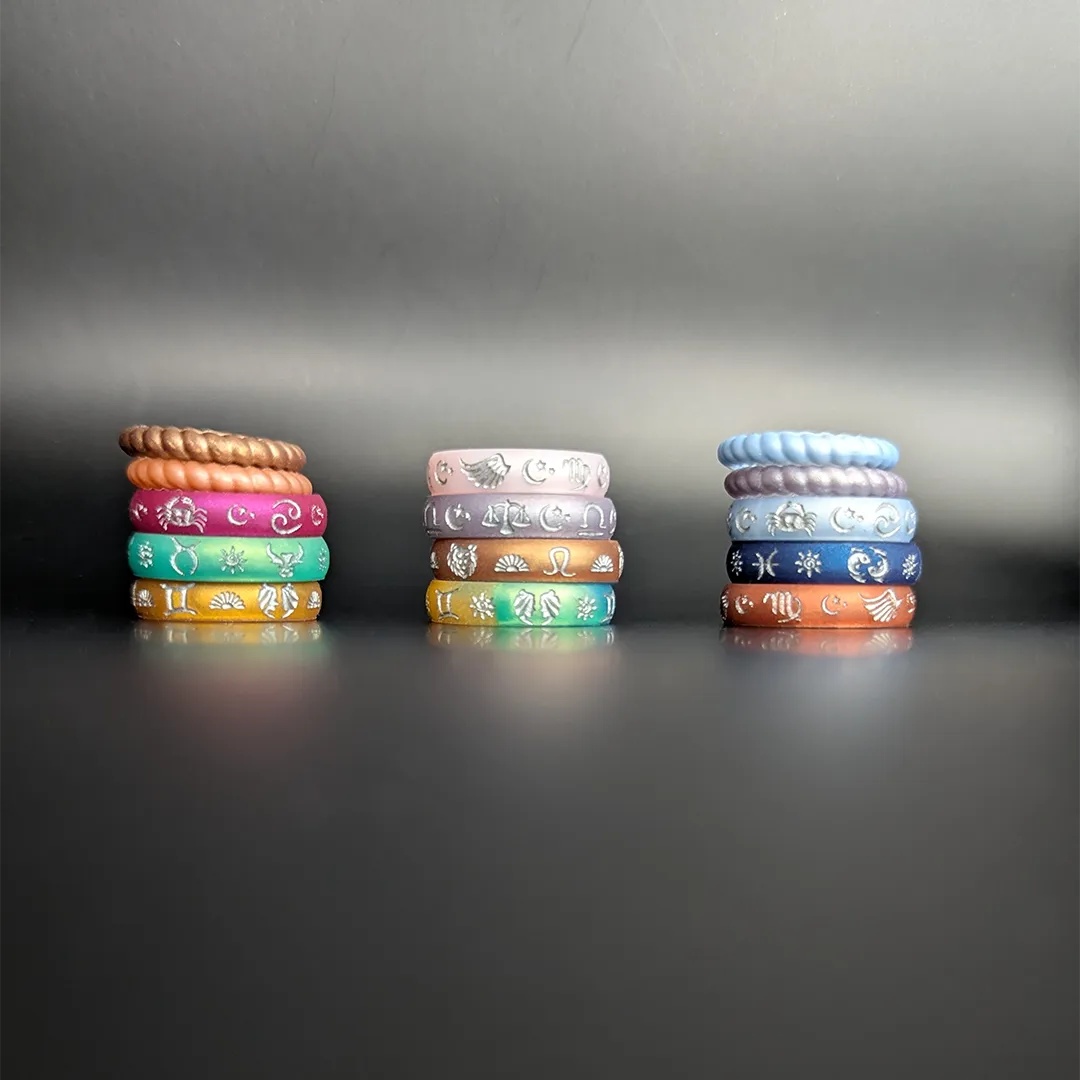 Virgo Rising Silicone Ring with Silver Inlay