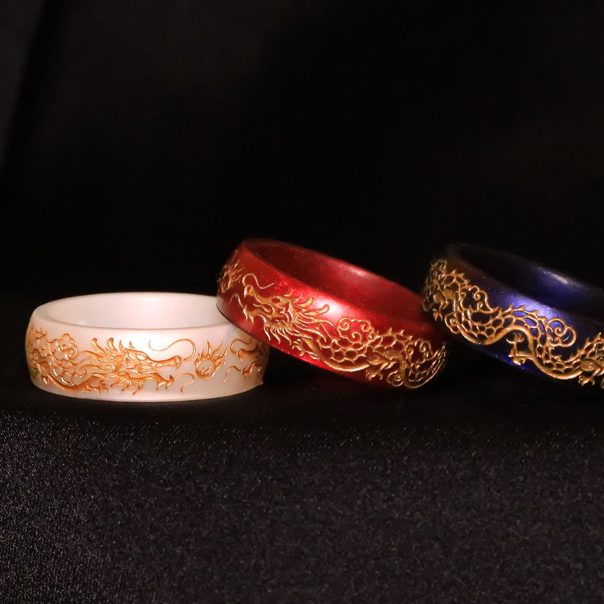 Gold Dragon Silicone Ring, Engraved 6mm